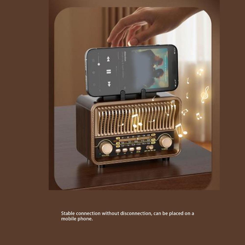 Wood Grain Full Band Radio Bluetooth 5.4 Retro Radio Portable Bluetooth Speaker  Home Use