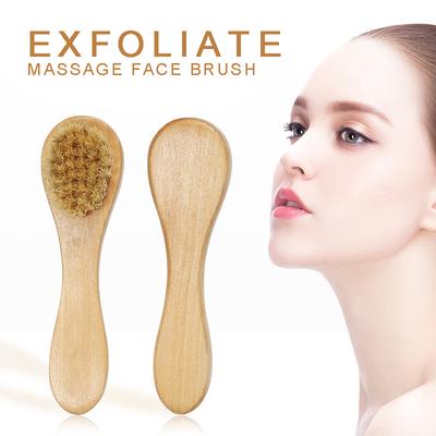 Natural Bristles Dry Face Cleansing Brush Wooden Handle Skin Exfoliate