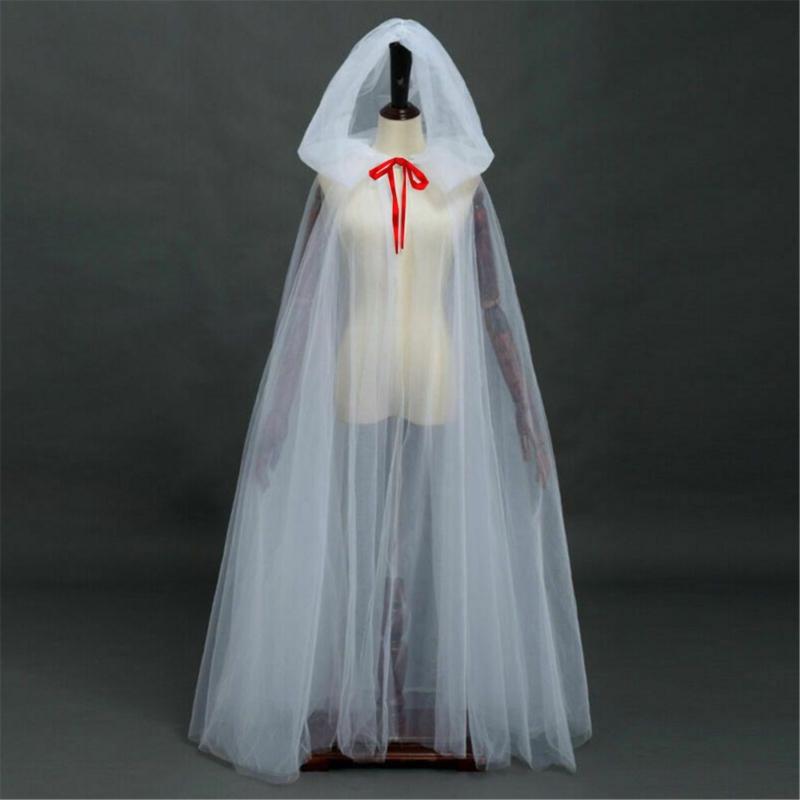 Elegant Transparent Witch Costume Cloak for Adults Teens Halloween Party Role Play Dressing Up