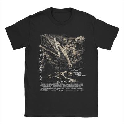 Vintage Silent Hill T-Shirts for Men Crewneck 100% Cotton T Shirts Horror Movie Game Short Sleeve Tees Printed Clothes