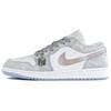 Jordan Air Jordan 1 Gray Starlight Whisper Slip Resistant Abrasion Resistant Low Top Vintage Basketball Shoes Women's DC0774-105(Team96-S-BOX)