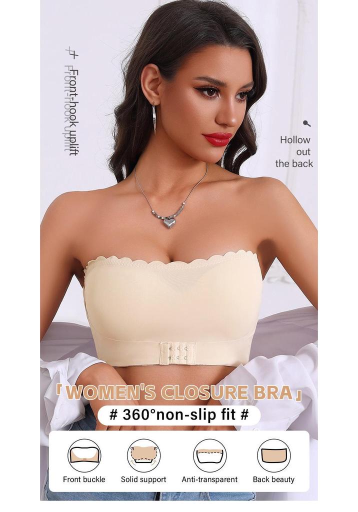 One-Shoulder Non-Slip Strapless Bra with Front Buckle and Invisible Bandage Style