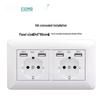 Curved White European Standard Socket Panel with Double USB & Type C, German Switch, Concealed Installation