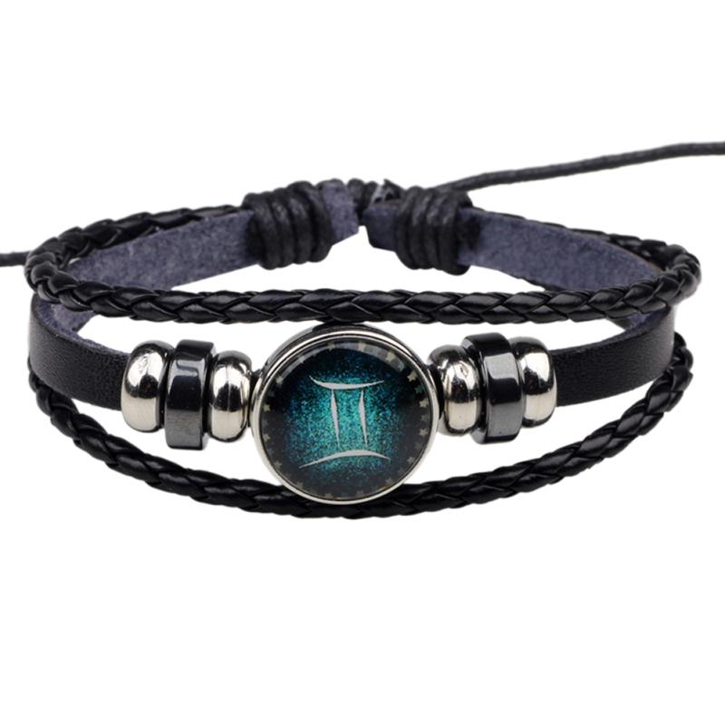RUI RUI YU Men Women Xmas Gift 12 Constellation Bracelet Braided Leather Bracelets Bangles