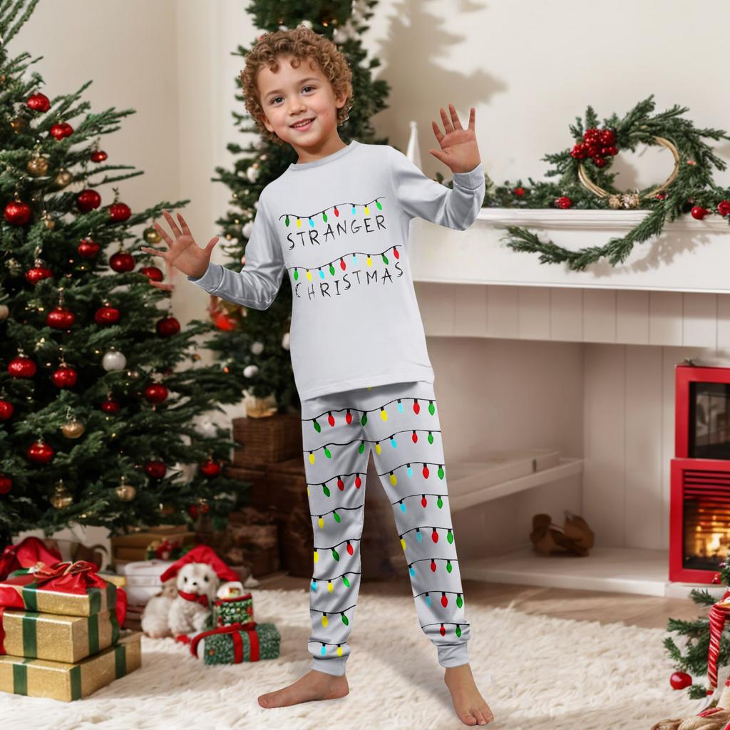 Druk Piżamy Słodki Zestaw Rodzinny, Ubrania Domowe, Zestaw Rodzinny Top z Długim Rękawem Spodnie