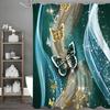 Shower Curtain with Blue Butterflies and Gold Butterflies, Water Surge, White Gauze Shower Curtain with Hooks, Waterproof Shower