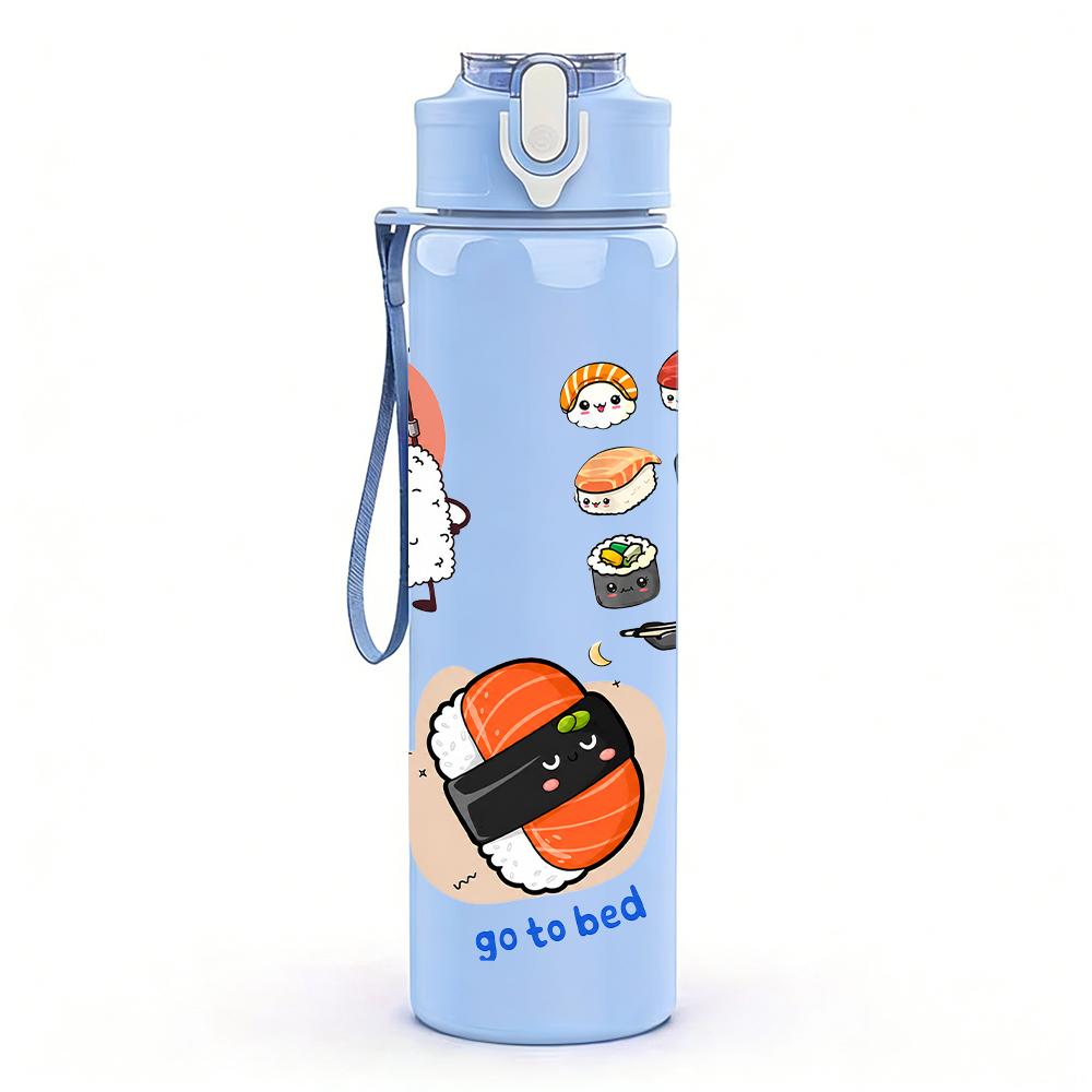 1PC Multiball Snack Pack Grid Layout 750ml Color Plastic Water Bottle Leakproof Flip Straw Lid For Sports Office Home Use