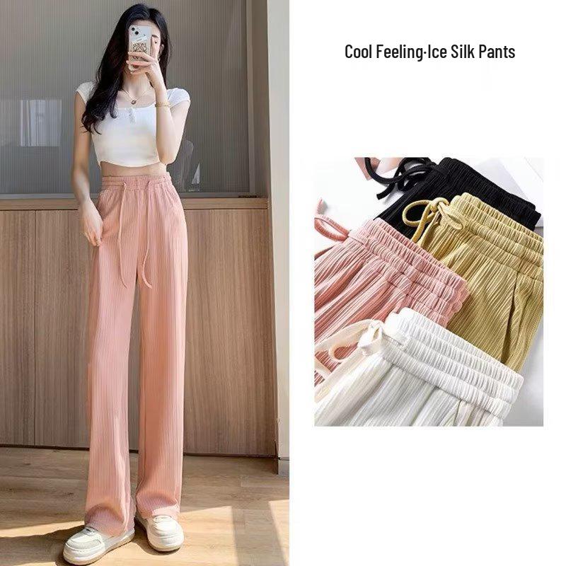 

2025 Men s Korean Style Loose Casual Wide-Leg Trousers - Summer Thin, Floor-Length, Versatile Pants M