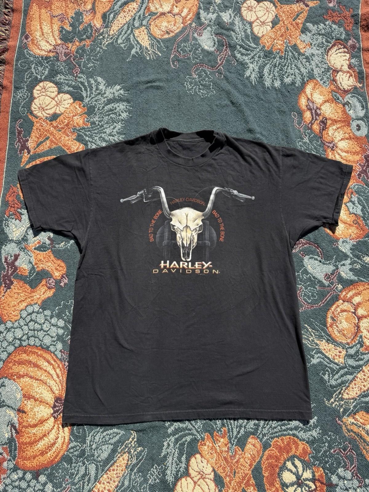 Vintage 90s Harley Davidson Bad To The Bone Skull Biker Black Men’s Shirt 2XL Unisex T-Shirt XXXXL
