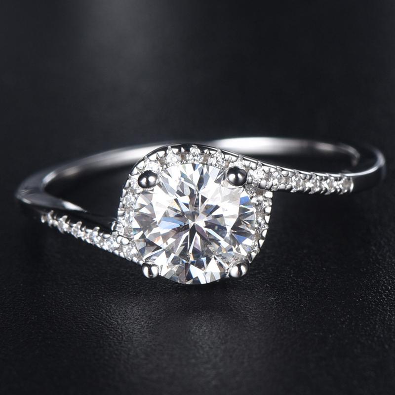 925 Sterling Silver Ring Temperament Twist Arm Round Row Diamond Ring 1 Carat Moissanite Rings For Women Bride Wedding Jewelry
