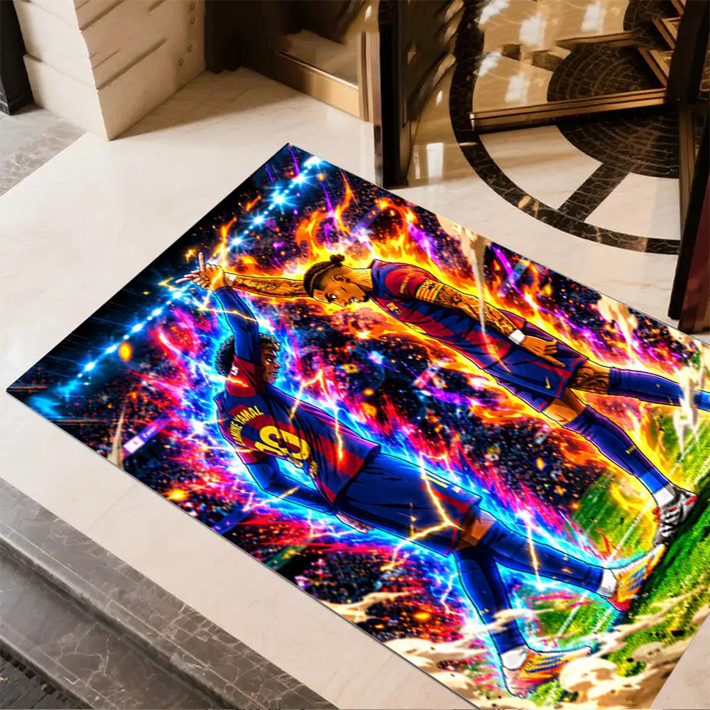 Lamine Yamal's Dynamic Soccer Celebration Area Rug Suitable for Kitchen Hallway Decorate room Dining Room Anti-slip Rug Anime Office Decor
