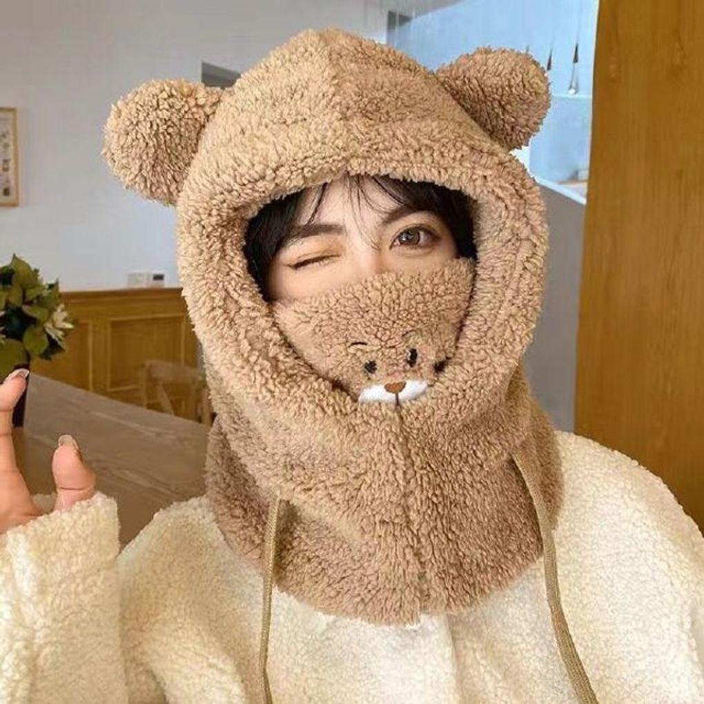 Winter Daily Hat for Cold Weather: Teddy Bear Balaclava Fur Hat