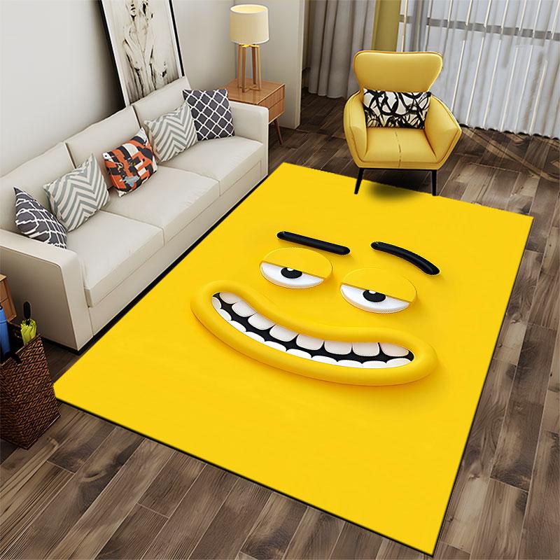 Funny Yellow Smiley Face Carpet Suitable As a Non-slip Mat for the Living Room or Bedroom Sofa