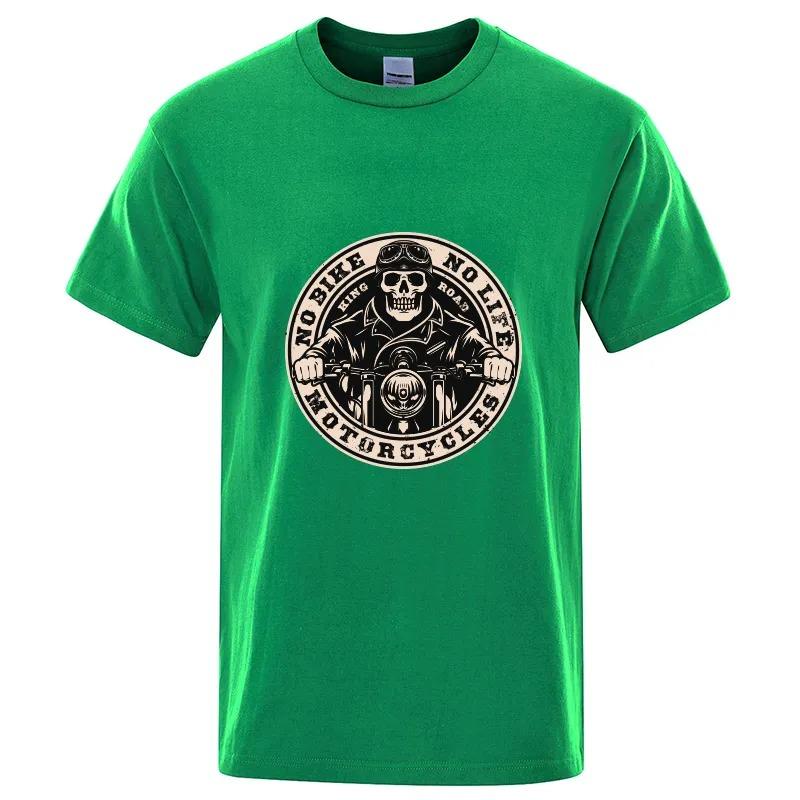 Bavlněné tričko s krátkým rukávem Motocyklový závislák Píst Lebka Tričko Pánské Hip Hopové Tričko Cool Trička Harajuku Streetwear Móda