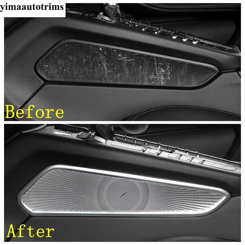 Central Control Gearbox Gear Shift Speaker Sound Panel Sequin Cover Trim For Porsche Macan 2014- Stainless Steel Accessories