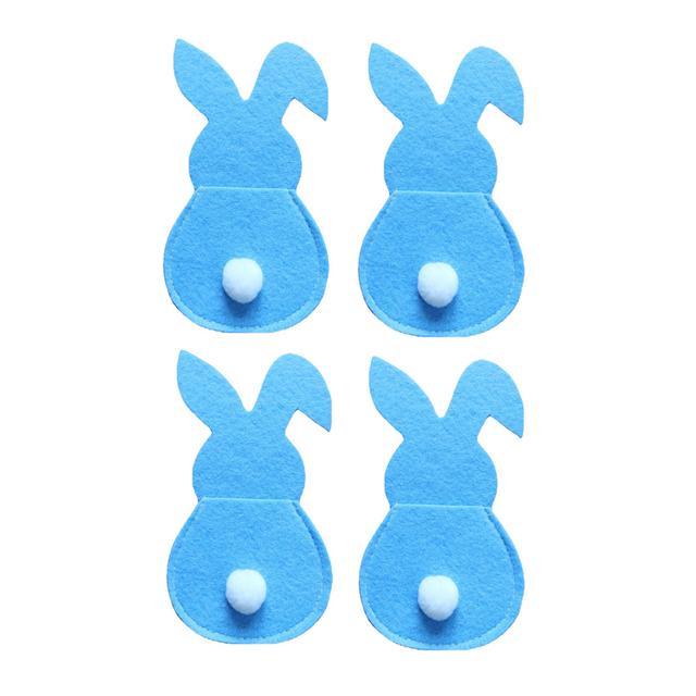 4Pcs Easter Bunny Felt Cutlery Holder Bag Happy Easter Decorations For Home Tableware Accessories Rabbit Cutlery Cover Bag