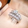 Huitan Sparkling Cubic Zirconia Set Rings for Women Engagement Wedding Fashion Jewelry Double Stackable Set Rings Chic Accessory