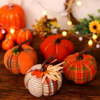 1 Pcs Handmade Autumn Fabric Pumpkin Decor Thanksgiving Artificial Pumpkins Autumn Ornament Hallowee Fall Home Table Decoration