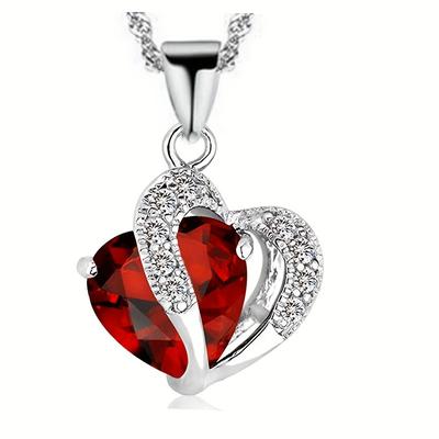 Korean Style Heart Zircon Crystal Necklace, Versatile Clavicle Chain Sweater Chain Fashion Jewelry for Women
