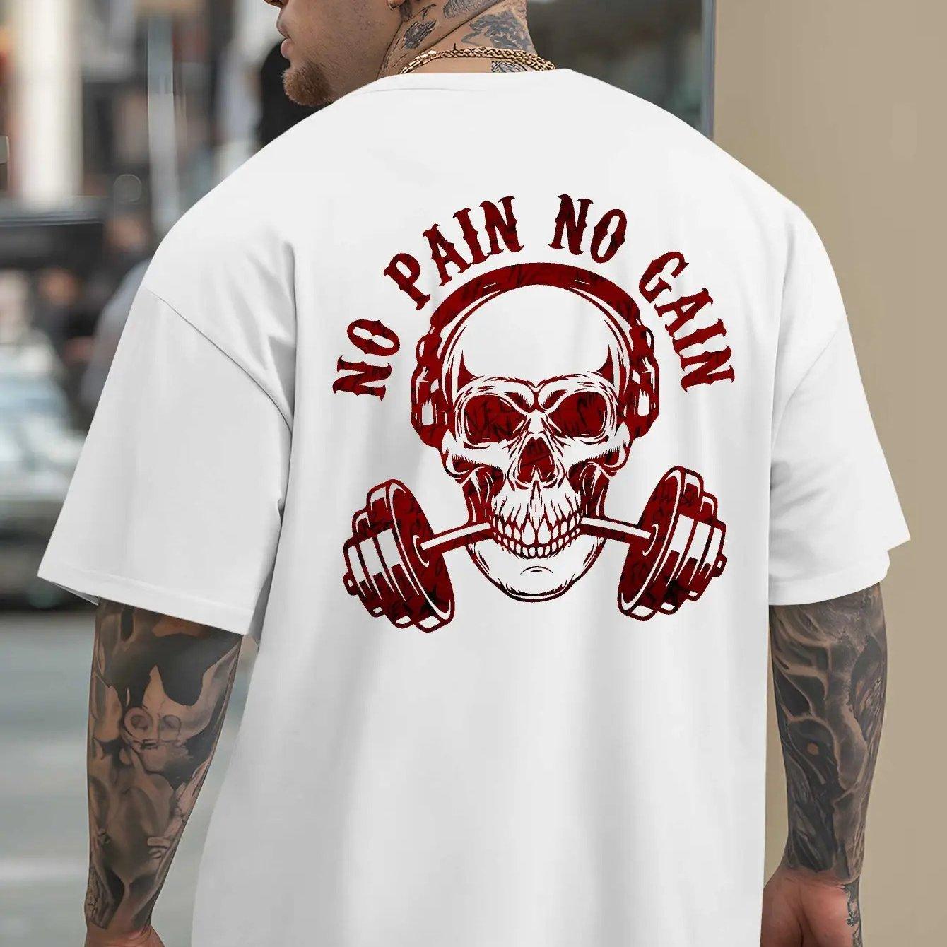 

Skull Men Cotton TShirt Fitness Muscle Gym Streetwear Casual Cool Style White - Men s Summer Cotton Graphic Tee S разноцветный