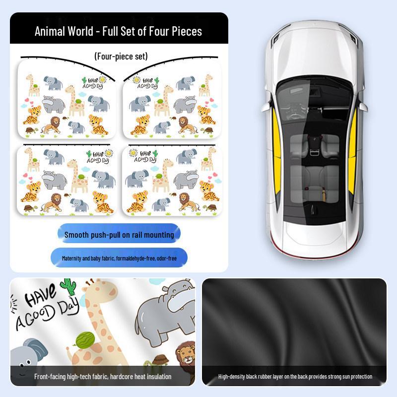 Car Sunshade Track Window Curtain - Interior Sun Protection & Privacy Blackout for Baby Stroller Side Windows