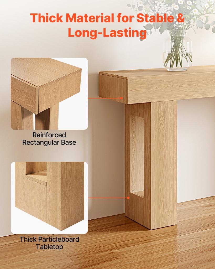 160 cm Console Table, Farmhouse Desk Behind the Couch, Wooden Rectangle Entrance Desk, Narrow Long Sofa Table Accent Stand for Hallway, Bedroom,