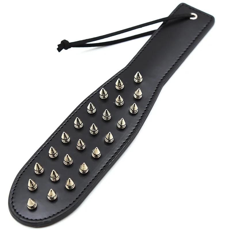 Reținere din piele groasă pe două fețe Spank Bondage Roleplay Flogger Whip Paddle Whip Cu vârfuri Slap Butt Jucărie sexuală BDSM pentru cuplu