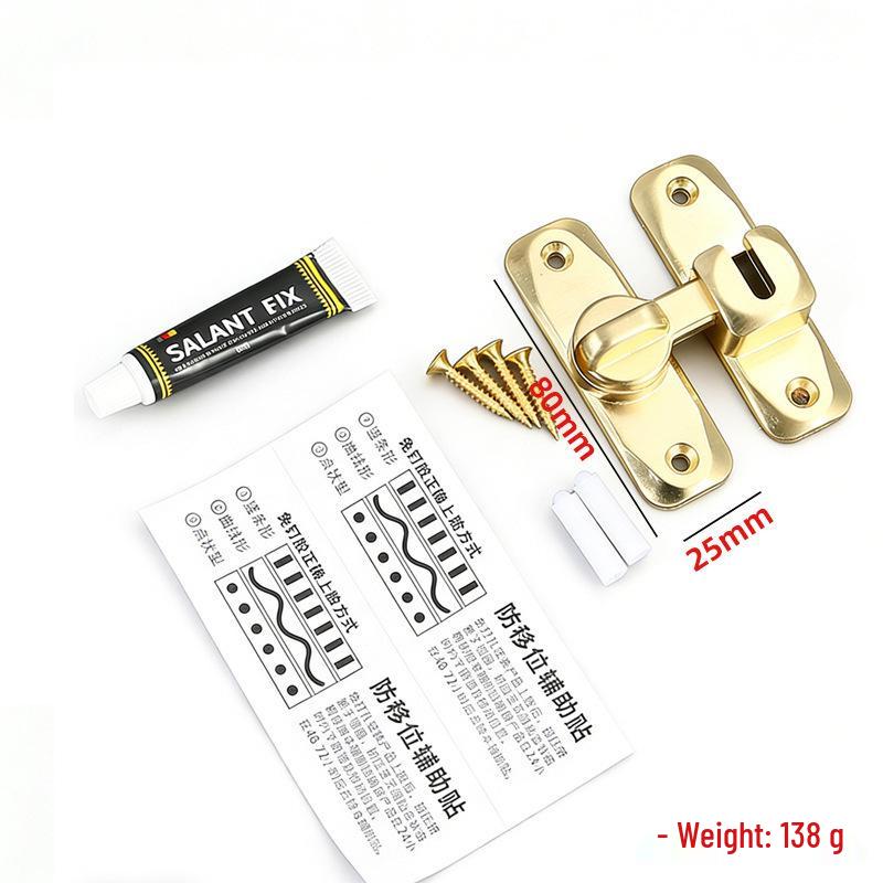 Zinc Alloy No-Punch 90° Door Latch - Thickened Push-Pull Sliding Door Lock Buckle