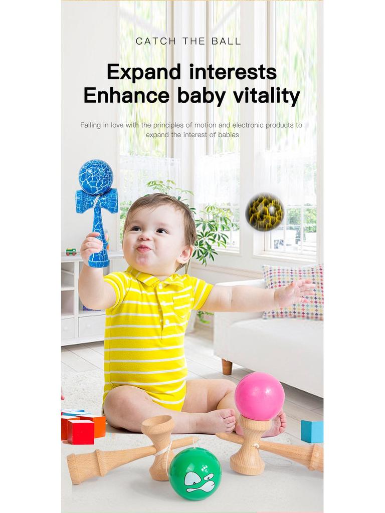 Kendama Wooden Skill Ball Educational Toy for Early Learning and Parent-Child Play