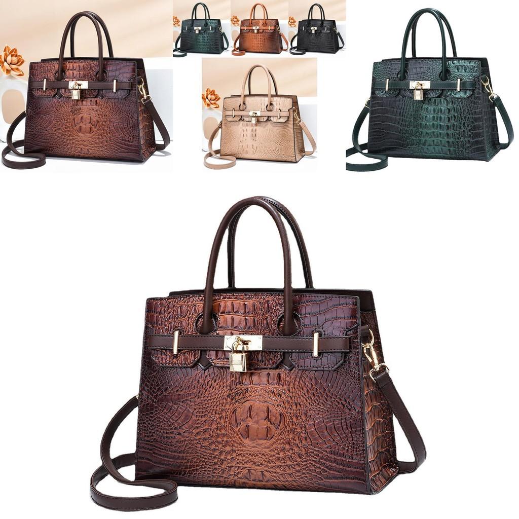 Stylish Large Capacity Crocodile Pattern Tote Handbag For Trendy Everyday Use