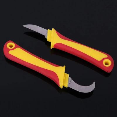 Cuchillo Electricista Específico para Pelar Cables con Filo Recto Filo Curvo Mango Aislado Herramientas Manuales para Electricista
