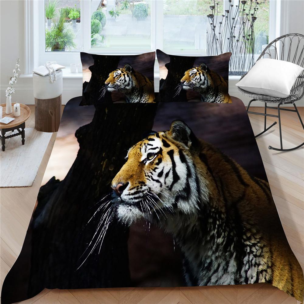 Bedding Set 3D Tiger Printed Duvet Cover Set with Pillowcase Home Textiles Bedding Cover Suit