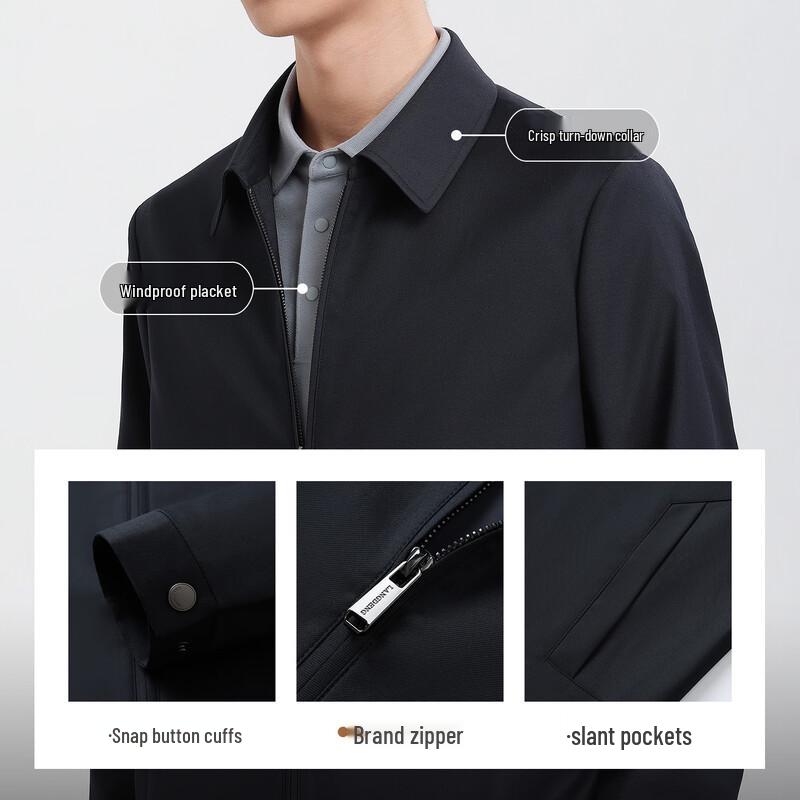 Lan Deng Men's Windproof Anti-Wrinkle Lapel Executive Jacket