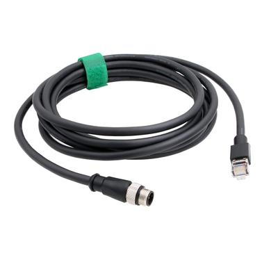 HangTon M12 Ethernet Cable for Cognex Vision Camera, Barcode Reader Checker, 4G, Omron MicroHawk V430-F, 8-Pin A-Code RJ45 To CAT6 Network PLC, 1M