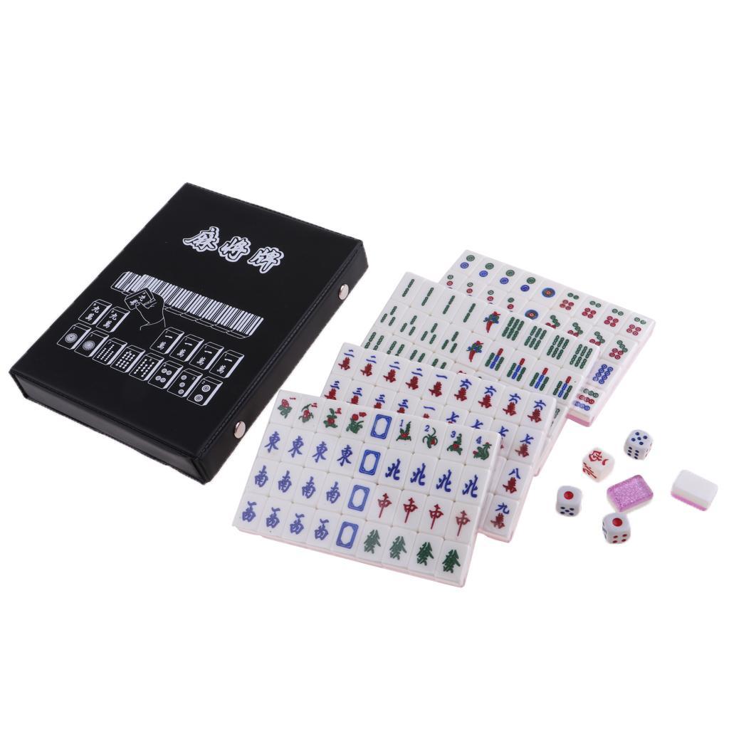 Chinese Mahjong Acrylic Tiles Mini Mahjong Set Portable Mahjong Board Game for Family Party Gifts