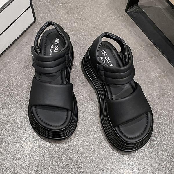 Fashion Clogs With Heel Female Sandal Increasing Height 2025 Summer Muffins shoe Sale Of Women's Shoes Thick Girls Rhinestone Flat Gladi