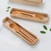 with Box Wooden Fork Chopsticks Natural Rice Soups Spoon Dinnerware Cutlery  Kitchen Accessories