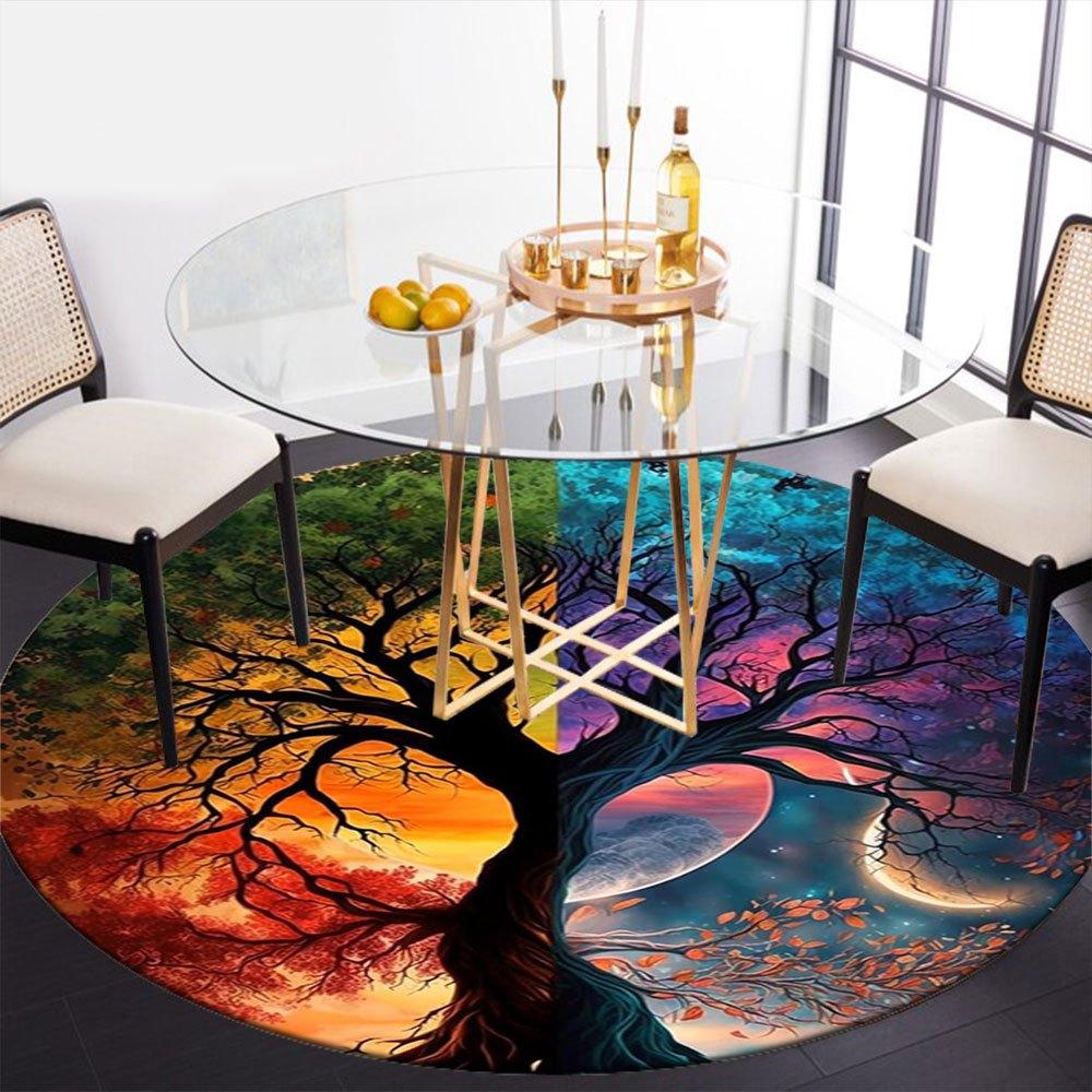 Yin Yang Tree of Life Wall Art DecorRound Non-Slip chair mat chair carpet for office Rugs for Office Decor Gift For Valentine's Day Mother's Day Hallo