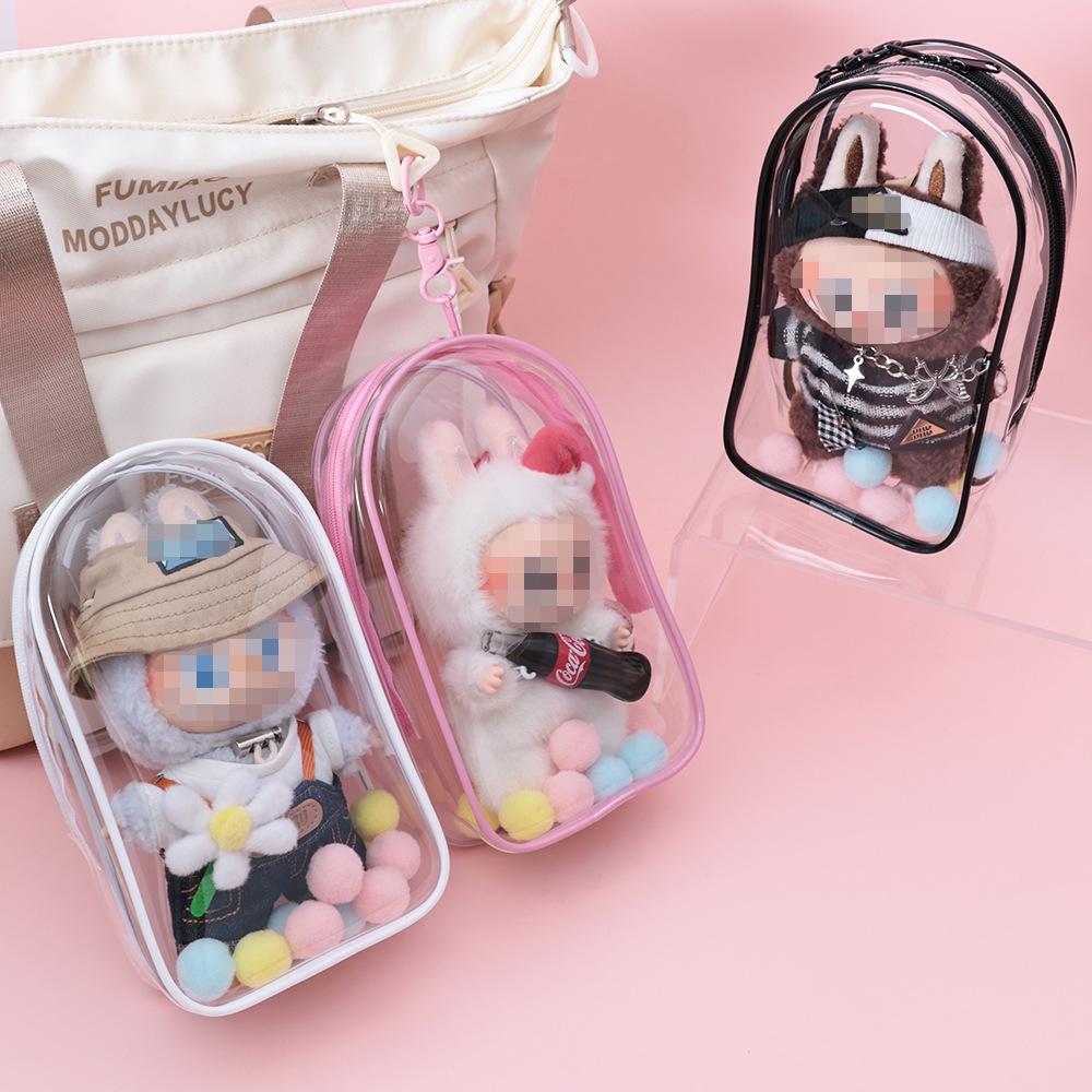 19cm Doll Carry Bag with PVC Window – Trendy Vinyl Toy Display and Storage