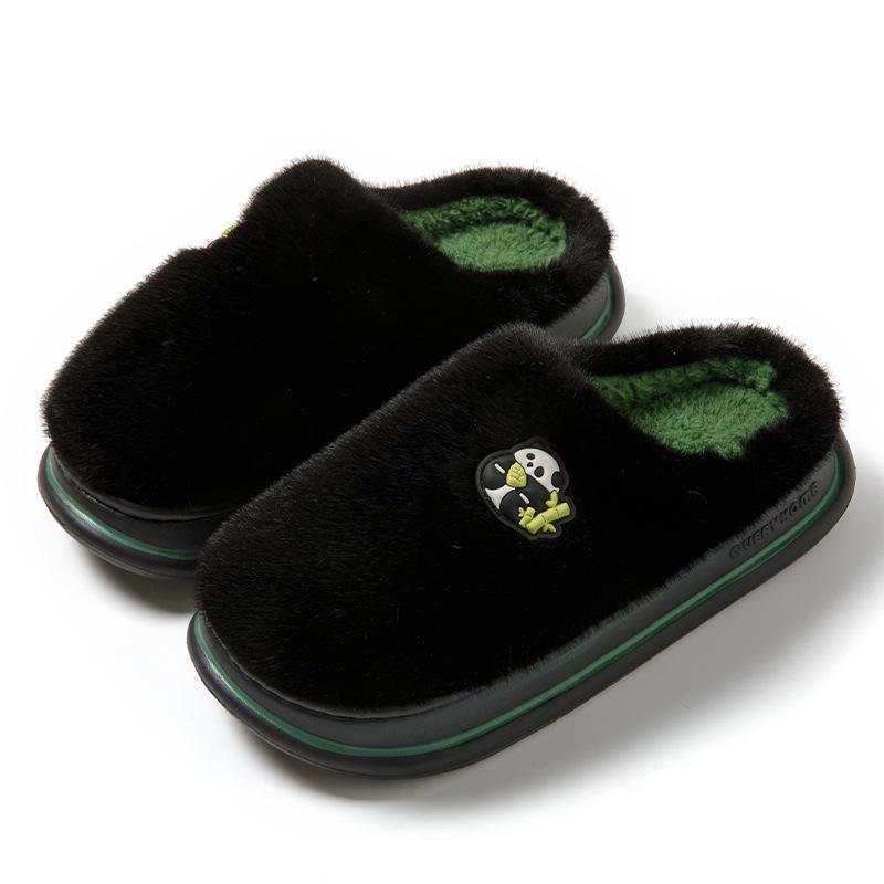 Home cotton slippers women's autumn and winter new indoor and outdoor wear thick bottom non-slip velvet warm cute fluffy slippers