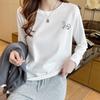 Women's Round Neck Long Sleeve Graphic Tee Loose Fit Casual Commuter Cotton Top Simple Rabbit Print Fall Winter Ladies Basic Shirt