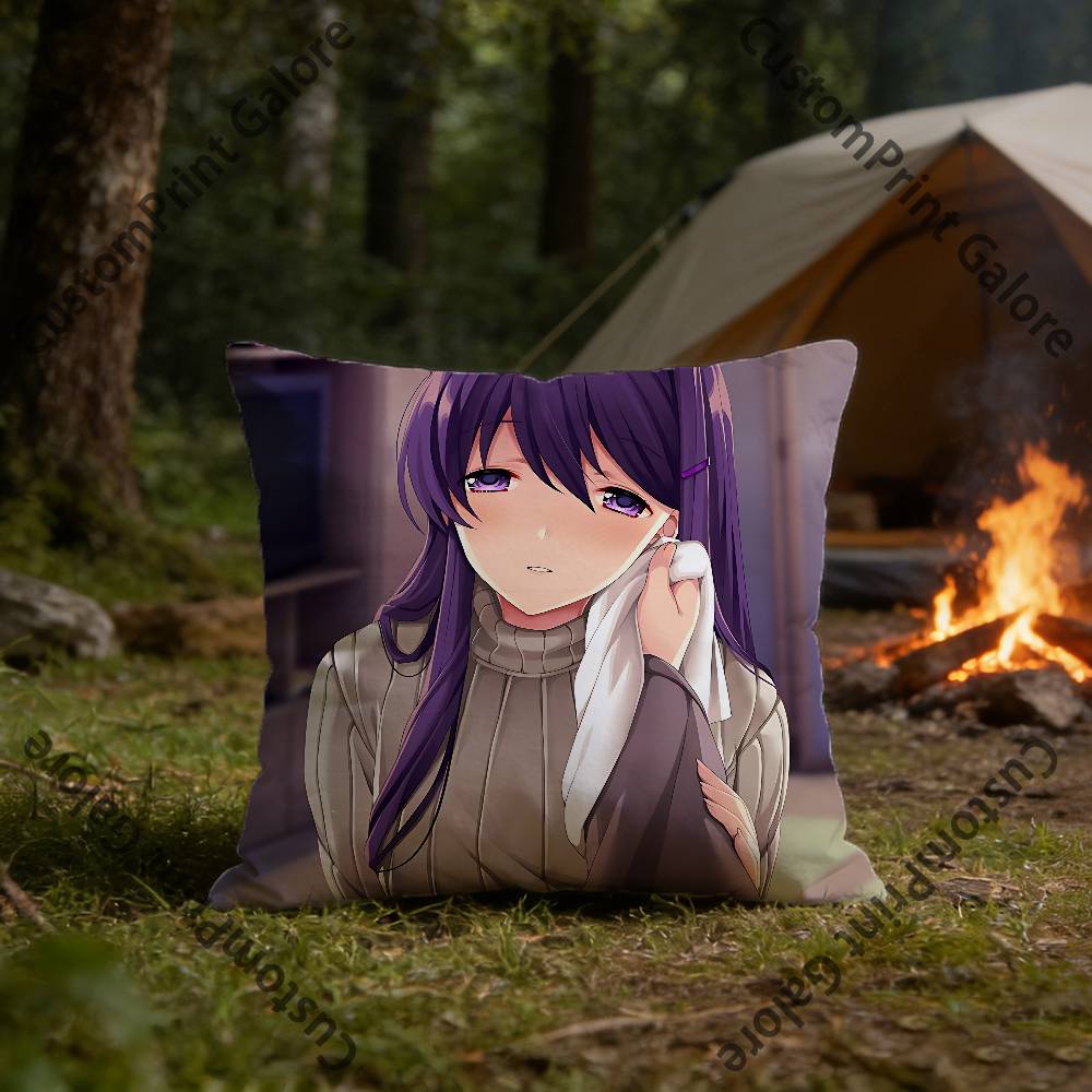 Anime Girl YYuri Pillow Cover Polyester Square Cushion Case 45 Cm Decorative for Home Couch Bed Car Decor