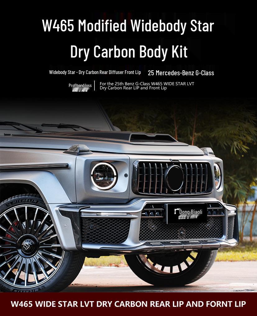 Compatible with 25-26 Model Mercedes-Benz G-Class W465: Dry Carbon Fiber Front & Rear Lip (Non-destructive Installation)