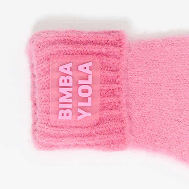 BIMBA Y LOLA Pastel Pink Logo Gloves B246AIG003PKB