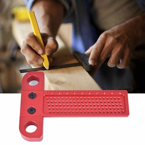 EXDUCT Marking Gauge, 1mm Hole Spacing, T-Shaped Marking Ruler, T-Shaped Woodworking Square, T-Shaped Square, Marking Gauge, Marking Tool, Precision M