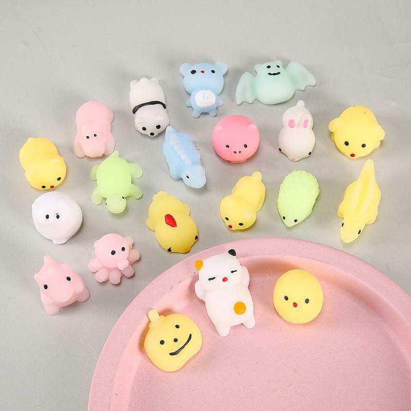 20-60pcs Cute Cartoon Animal Stress Relief Toys Kid Kawaii Mini Soft Squeeze Toy For Adult Release Stress Party Home Decor Favor