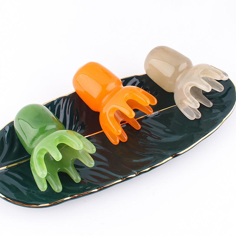 Head Octopus Comb Resin Meridian Acupoint Scraping Scalp Stick For Face Body Massage Brush Acupuncture SPA Gua Sha Beauty Tools