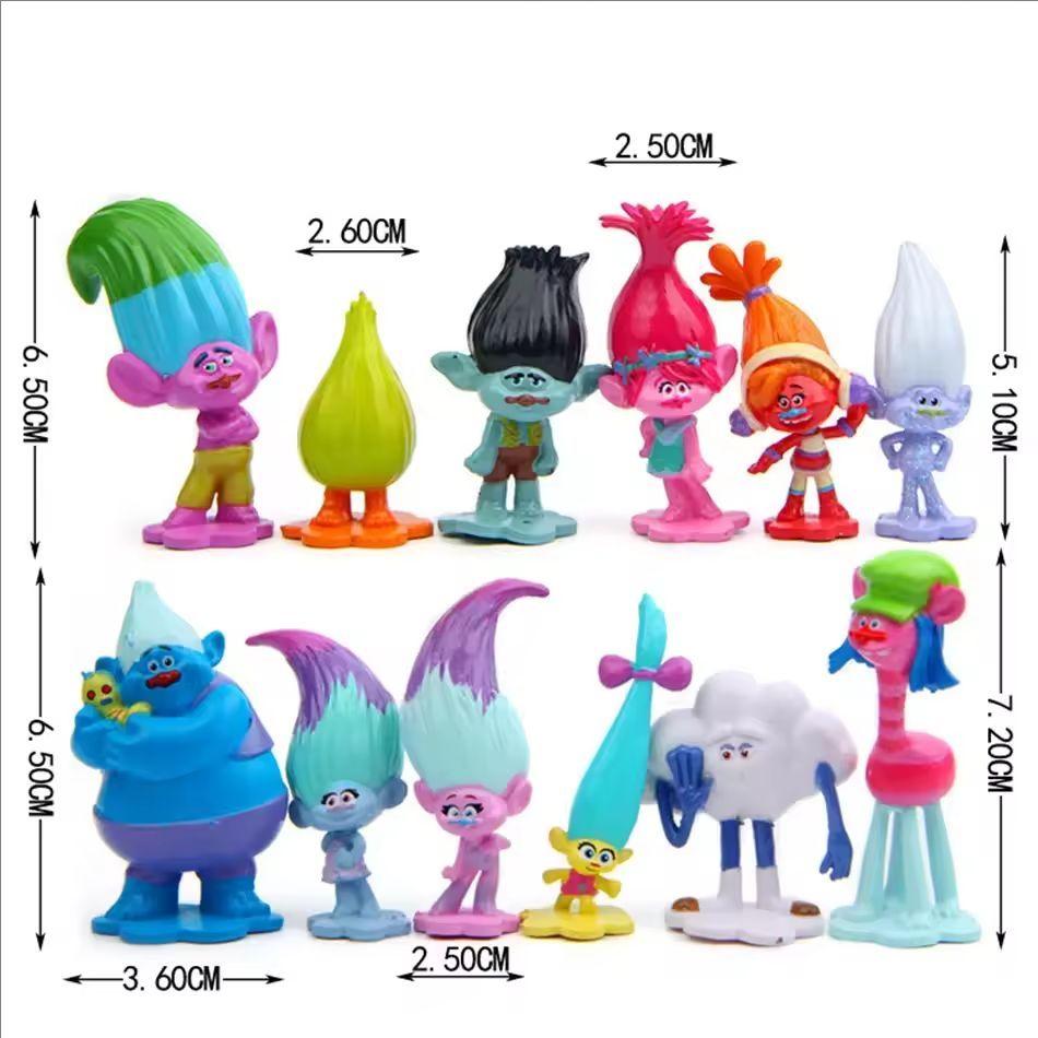 

12PCS Trolls Branch Critter Skitter Figure Cool Cute Kawaii Anime Toy Doll Model Decoration Birthday Gifts Kid Friendly Entertaining Fun Play Safe