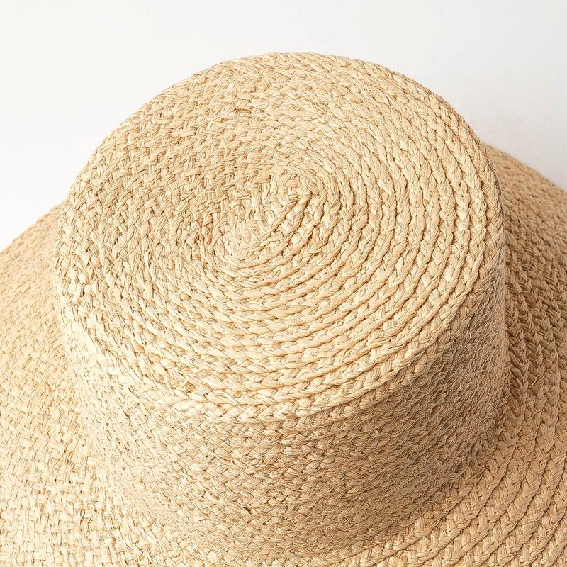 European and American Spring and Summer New Casual Simple Flat Top Large Brim Lafite Grass Basin Hat Women's Outdoor Sunshade Sunscreen Straw Hat