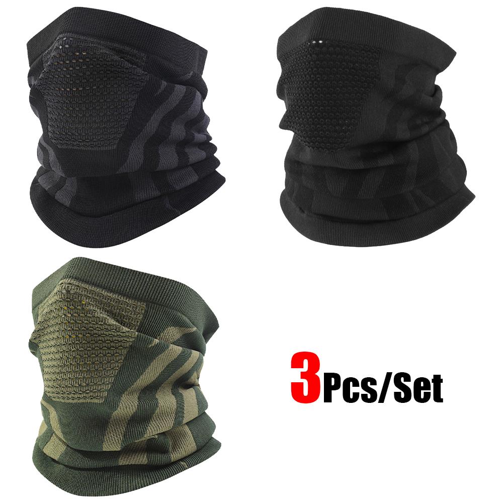 3Pcs/Set Unisex Winter Warm Skiing Mask Elastic Breathable Outdoor Sports Running Fishing Multi-Functional Neck Warmer Headscarf